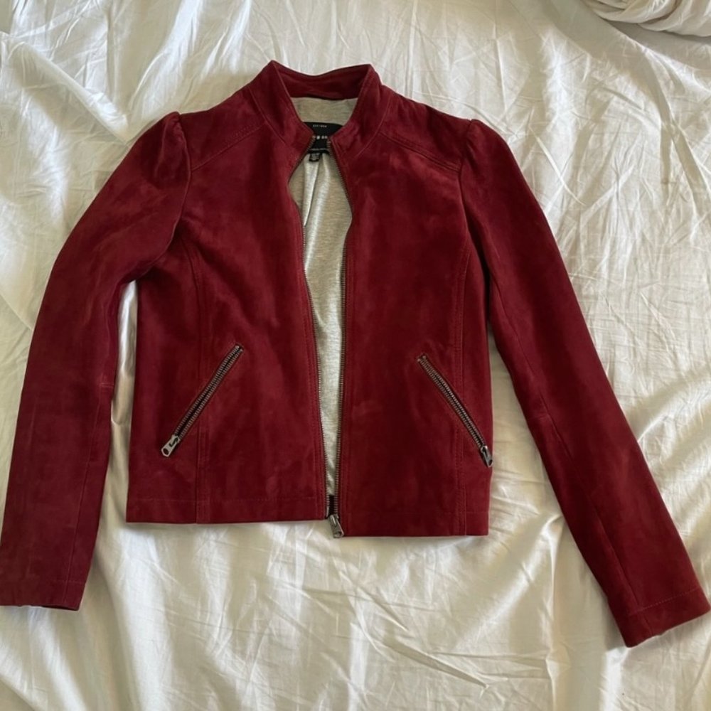 Lucky Brand Suede red puff Sleeve Jacket - Picture 8 of 9